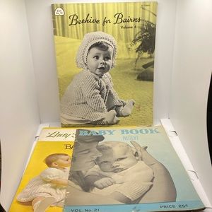 5 Baby Knitting and Crochet Books Beehive Lady Galt Regent 1950s-1960s Vintage